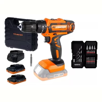 Imagen del producto: Taladro Atornillador Percutor Lusqtoff 18v 2 Baterias Con Puntas