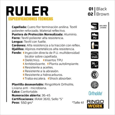 Imagen del producto: Botin Seguridad Borcego Trabajo Ringo Ruler Puntera Acero