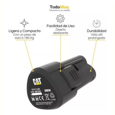 Imagen del producto: Bateria Cat Dxb26 12v 2.0 Ah Atornillador Inalambrico Dx15
