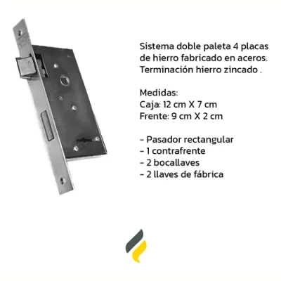 Imagen del producto: Cerradura Doble Paleta 4 Combinaciones Frente Chico ABC 1120