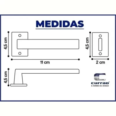 Imagen del producto: Manija Picaporte Biselada Currao Aluminio Reforzada Completa