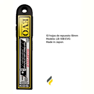 Imagen del producto: Repuesto Cutter 10 Hojas Lb-10bh 18mm Japon Kds Negro