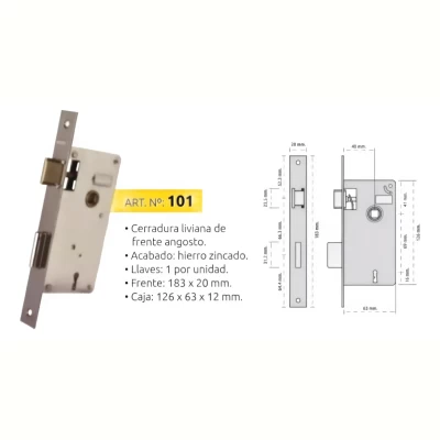 Imagen del producto: Cerradura Para Puerta Abatible Prive 101 Interior Zincado Derecho