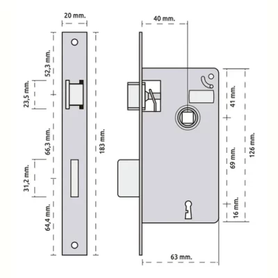 Imagen del producto: Cerradura Para Puerta Abatible Prive 101 Interior Zincado Izquierdo