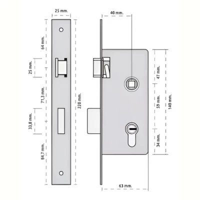 Imagen del producto: Cerradura Para Puerta Europerfil Prive 117 De Seguridad Izquierdo