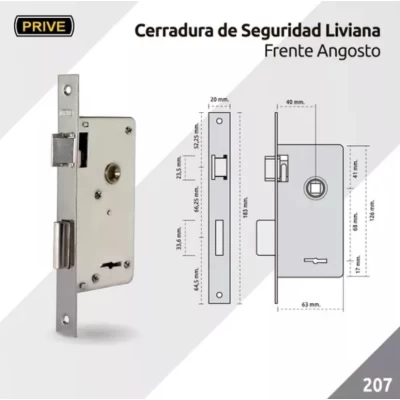 Imagen del producto: Cerradura De Seguridad Frente Angosto Prive 207 Izquierdo
