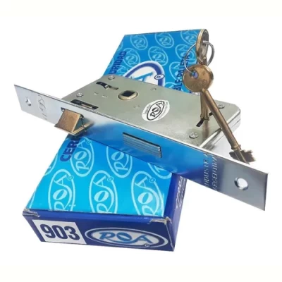 Imagen principal del producto: Cerradura Puerta Roa 903 Zincada Pernos Redondos Plateado