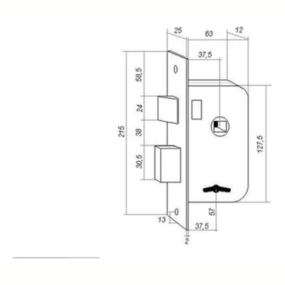 Imagen del producto: Cerradura Puerta Roa 903 Zincada Pernos Redondos Plateado