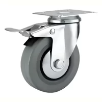 Foto principal de Rueda Tecno Goma Gris Con Base Y Freno 100MM