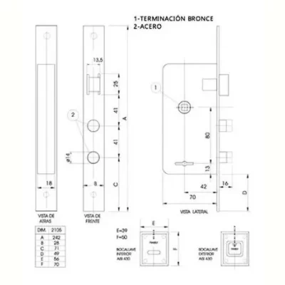 Imagen del producto: Cerradura De Seguridad Trabex 2105 Doble Perno 6comb Reforza