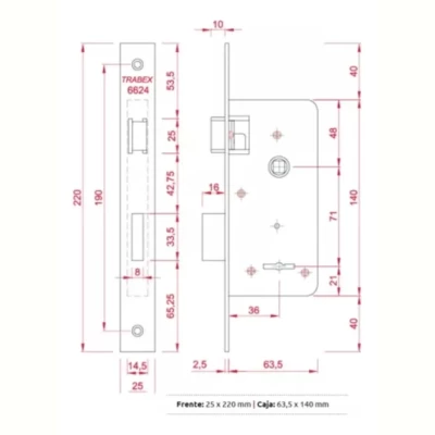 Imagen del producto: Cerradura Seguridad Trabex 6624 Llave Doble Paleta